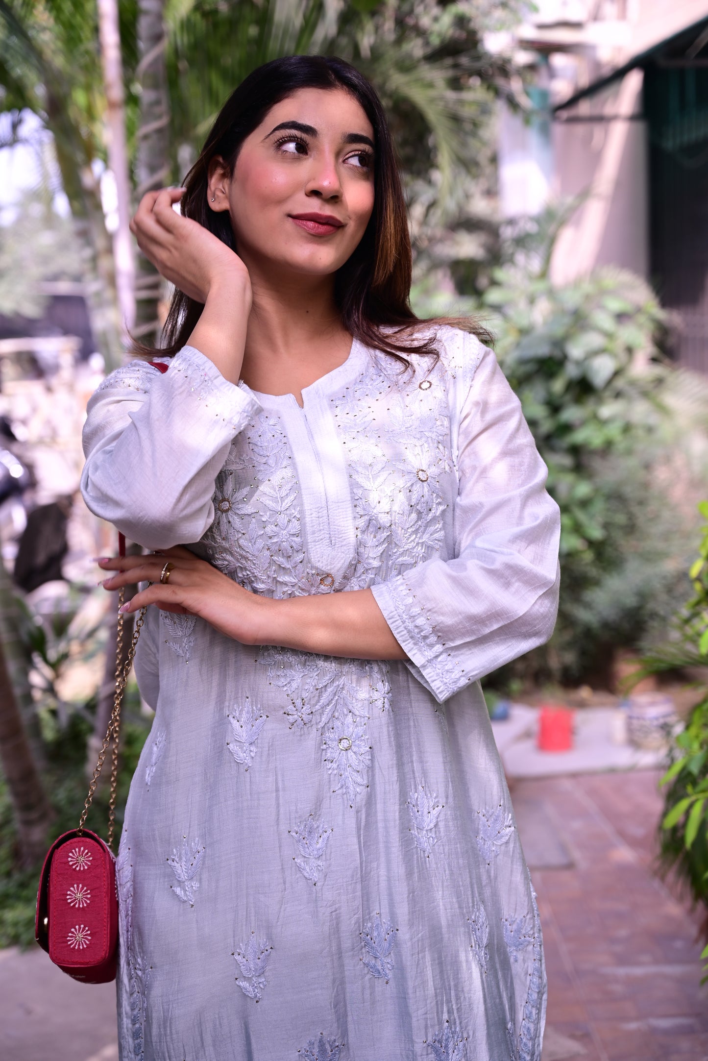 Chikankari Long Kurti