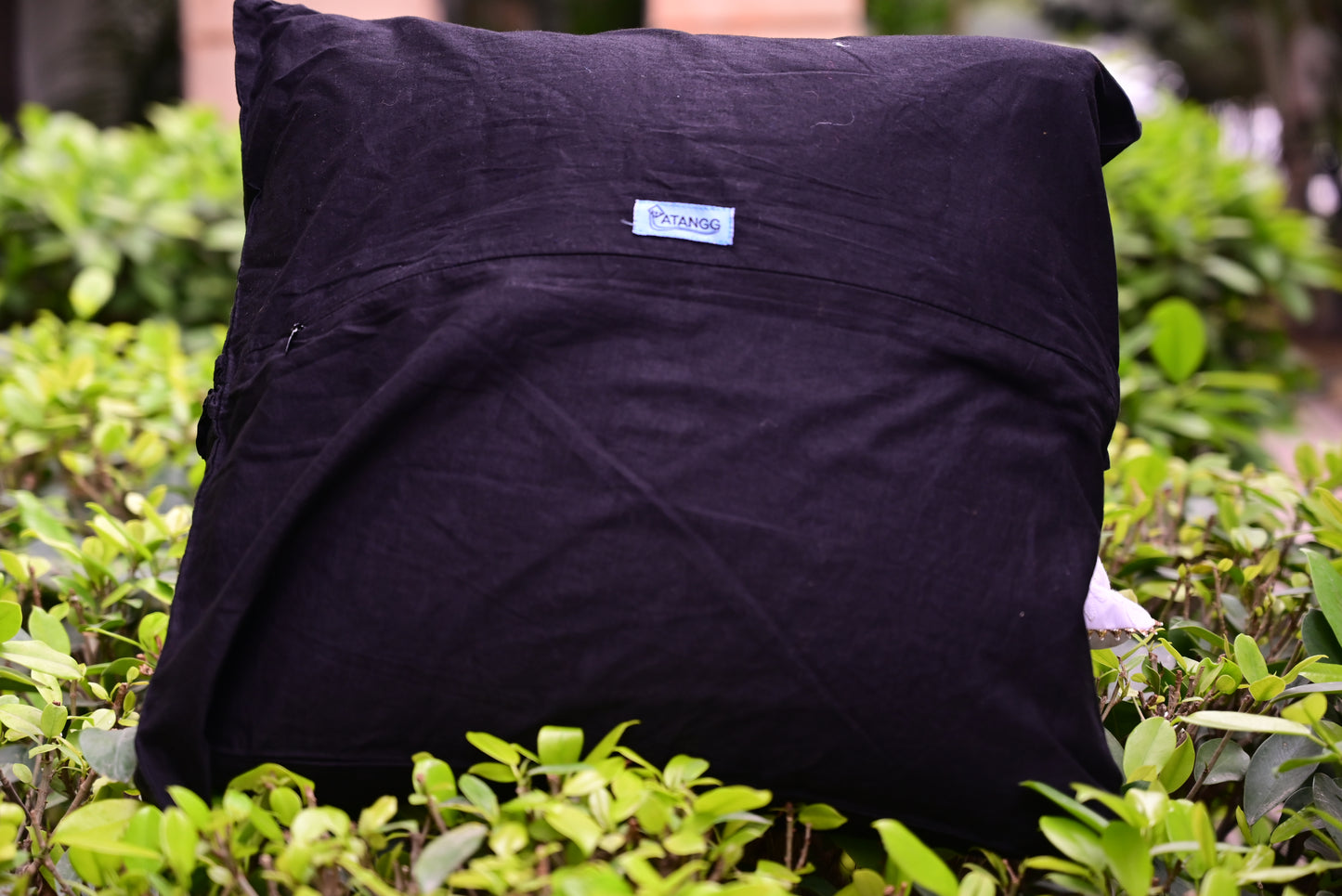 Chikankari Cushion maroon cover Black