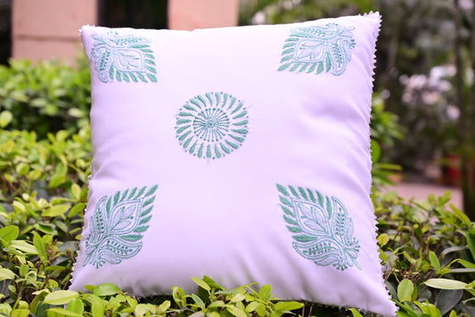 Chikankari Cushion maroon cover