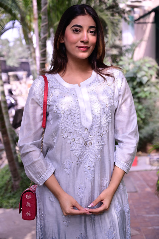 Chikankari Long Kurti