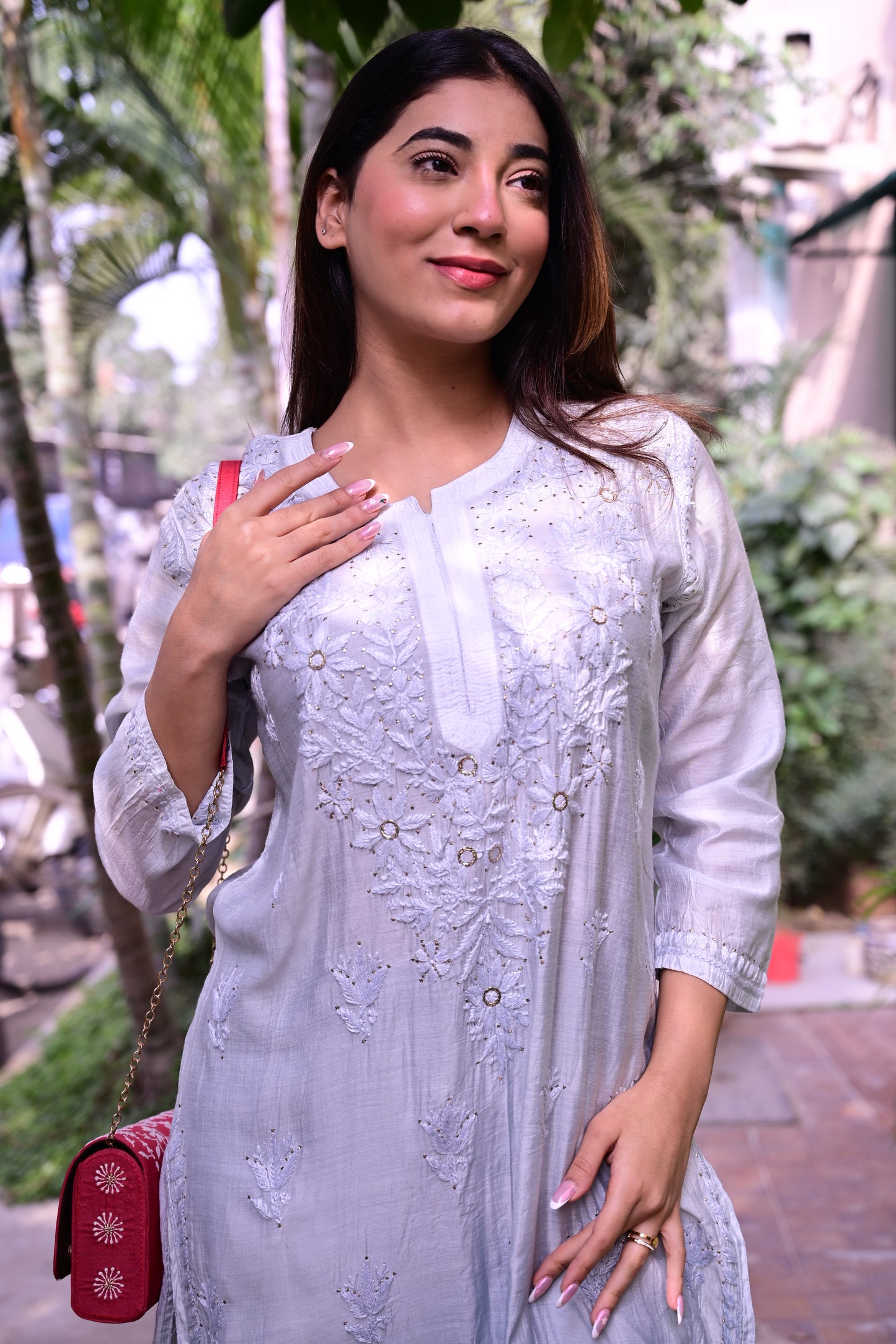 Chikankari Long Kurti