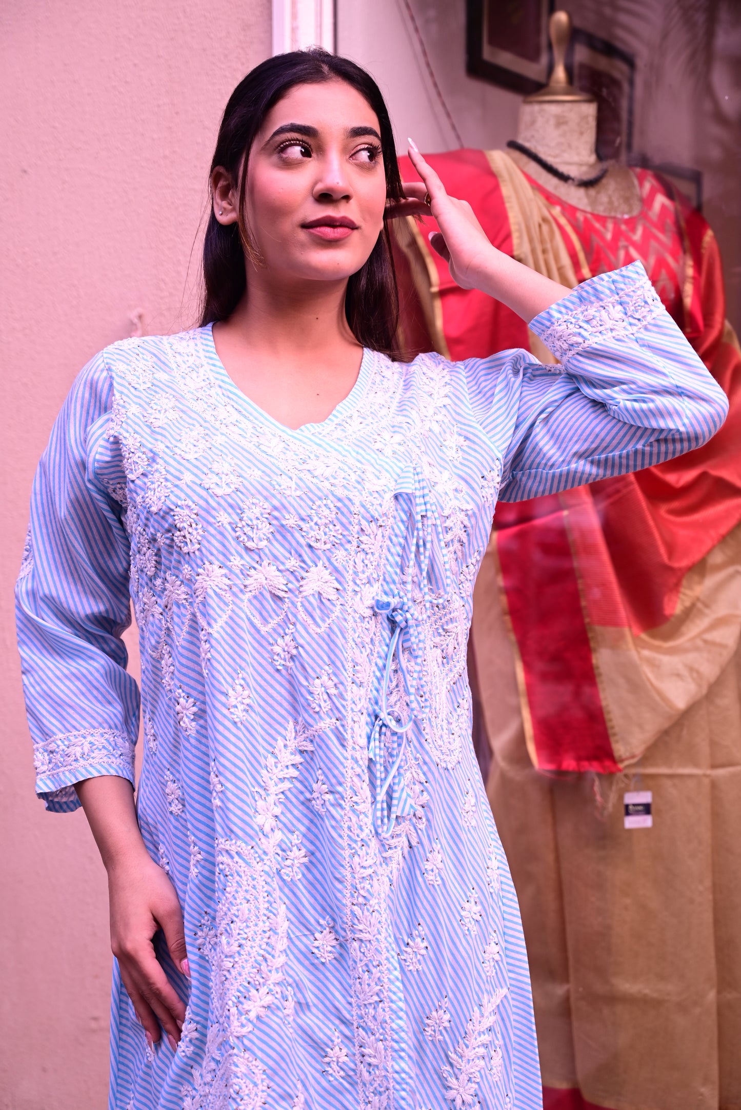 Chikankari Long Kurti